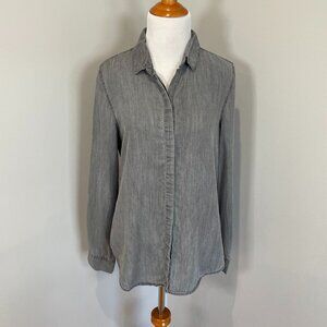 Alexander Jordan Women’s Gray Tencel Hi-Lo Button-Down Blouse